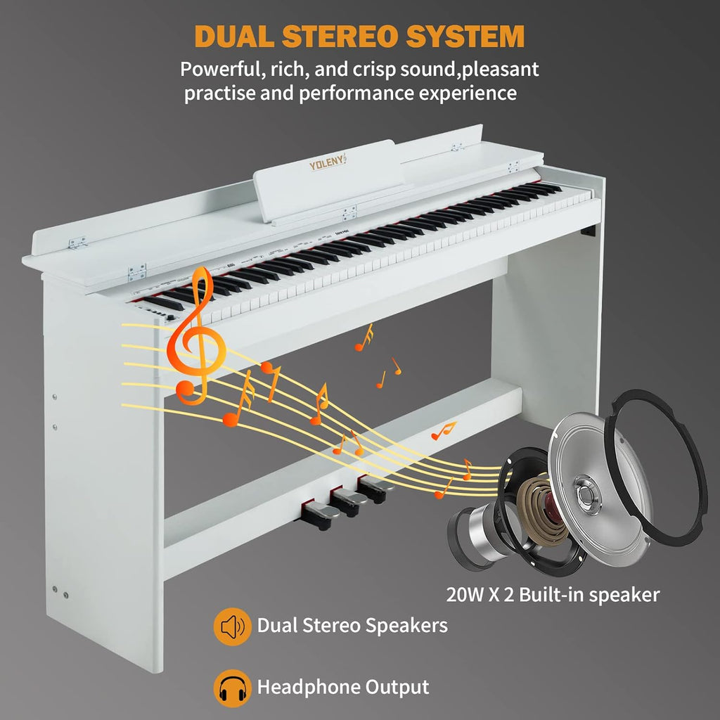 White 88 Key Weighted Digital Piano with Wooden Furniture Stand Y26349