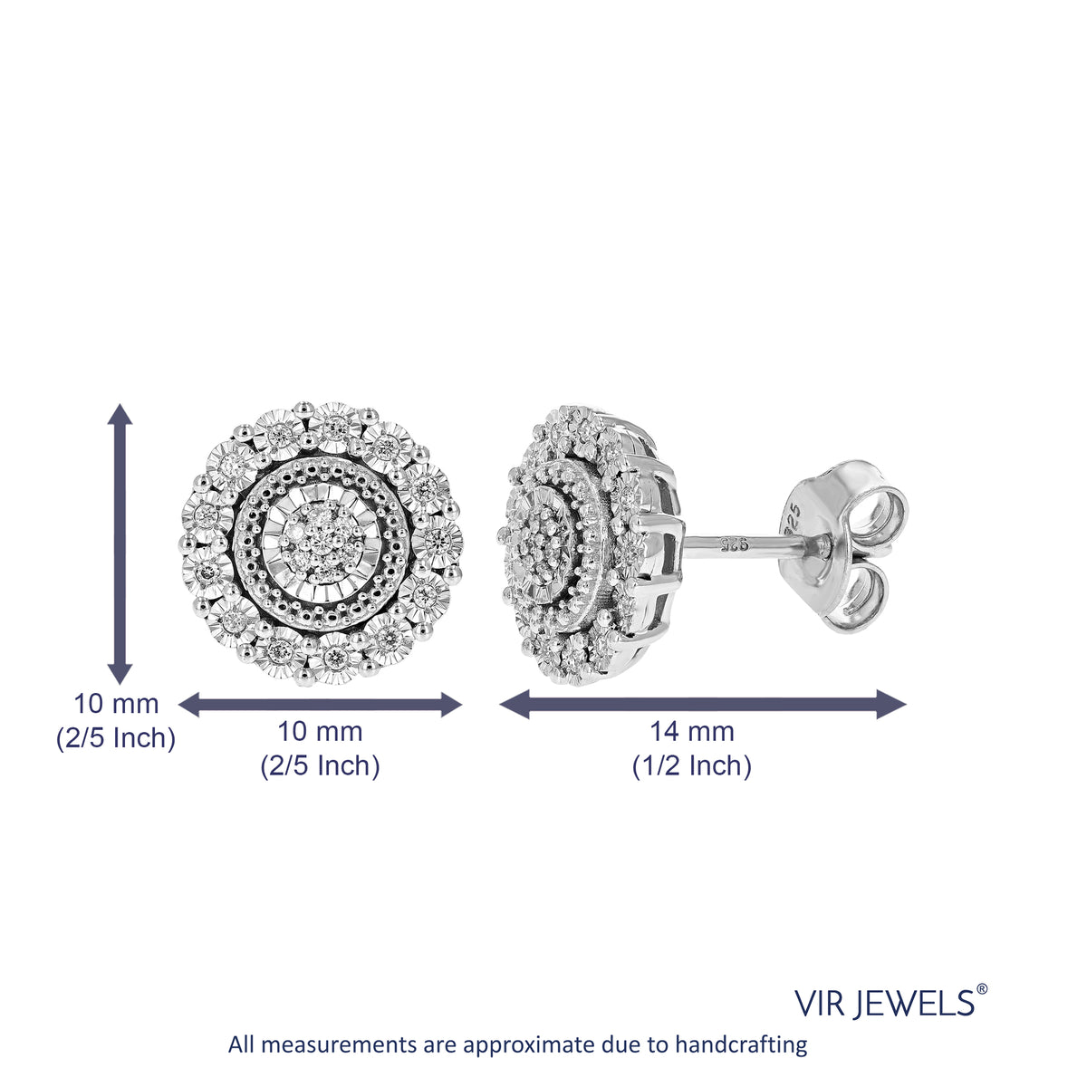 1/10 CTTW Lab Grown Diamond Stud Earrings in .925 Sterling Silver T840