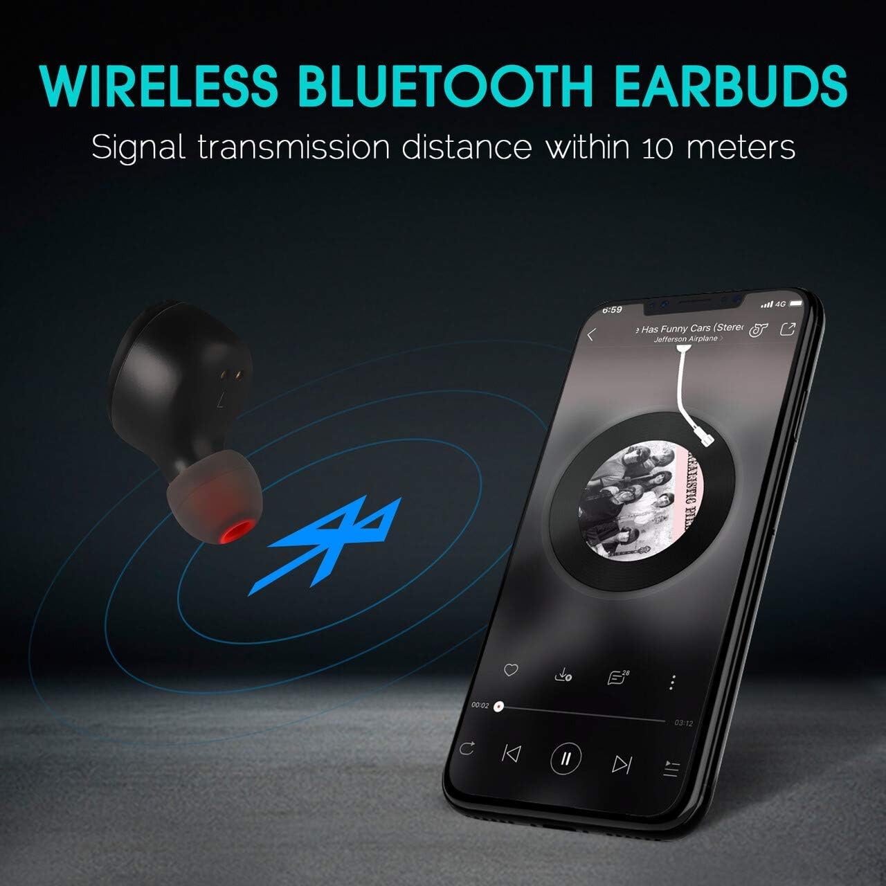 IP68 Waterproof Wireless Bluetooth 5.0 Earbuds with Wireless Charging Case, Pack of 2 X98009