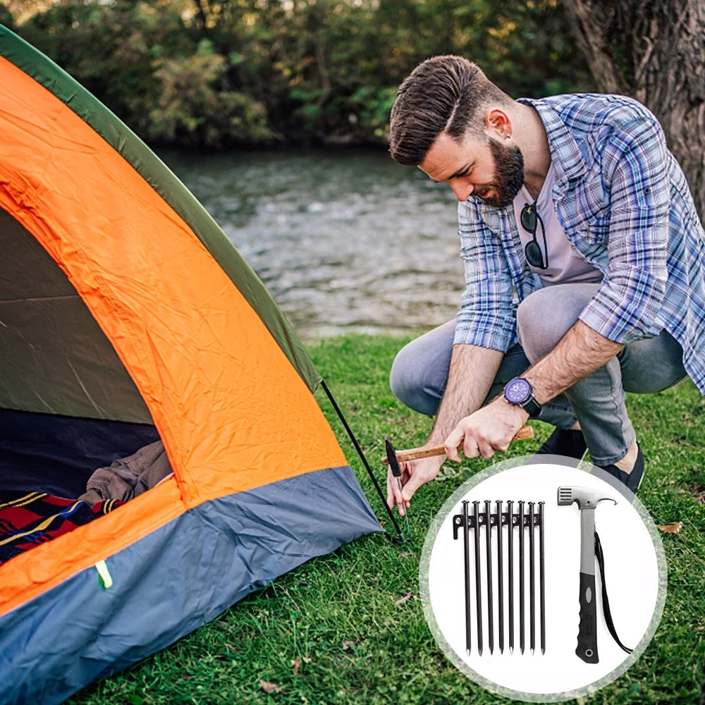 Tent Stake Kit with Steel Pegs and Hammer A75838
