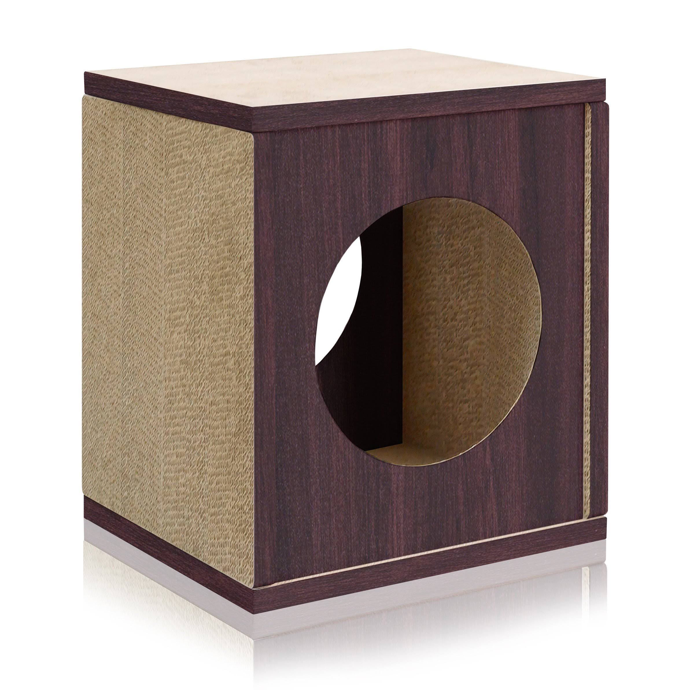 Eco Friendly Cat Scratcher Cube House Espresso V175519