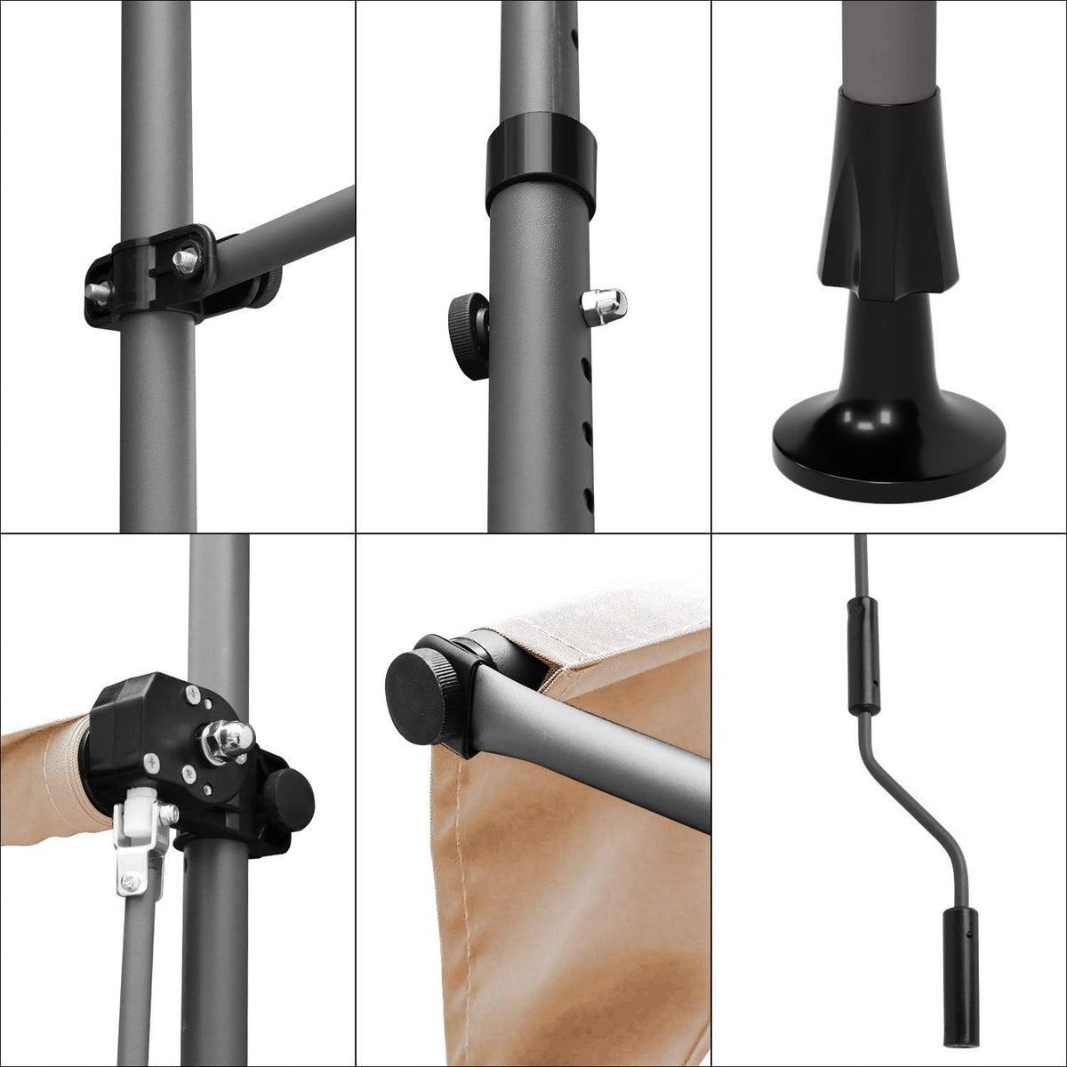 Khaki Retractable Patio Awning with Hand Crank A4029