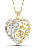 14K Gold Plated Silver Mother Daughter Necklace with White Diamonds B937541