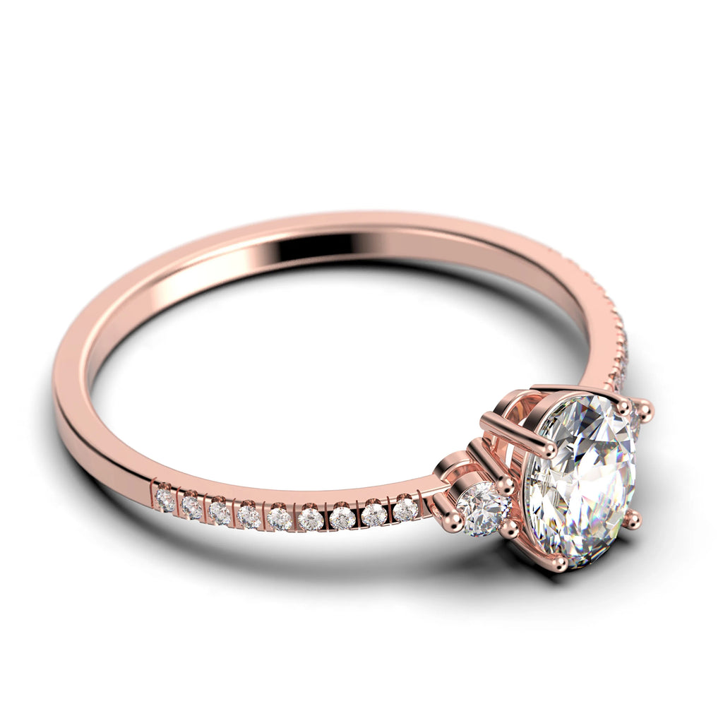 Oval Cut Diamond Moissanite Engagement Ring in 10k Solid Rose Gold T82766