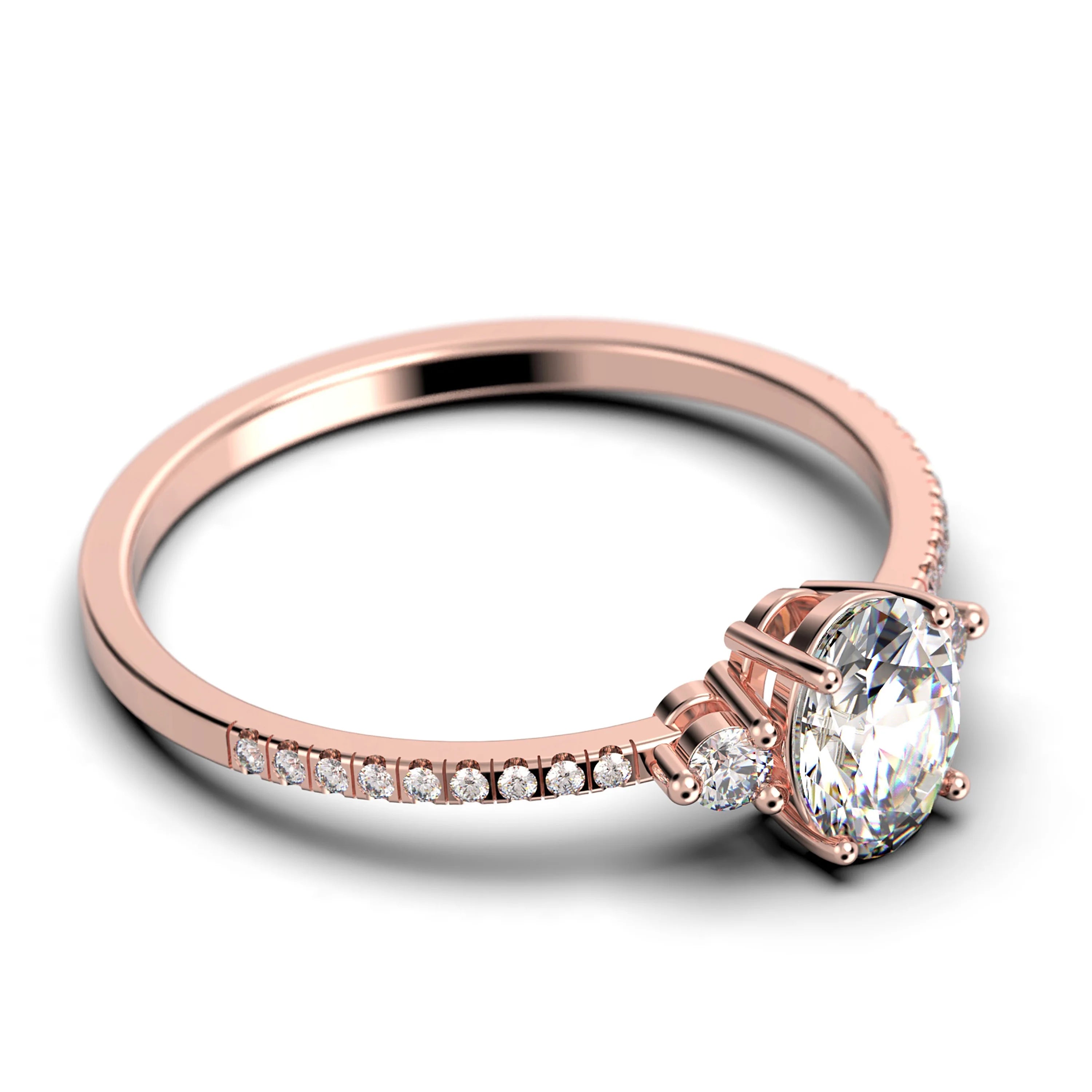 Oval Cut Diamond Moissanite Engagement Ring in 10k Solid Rose Gold T82766