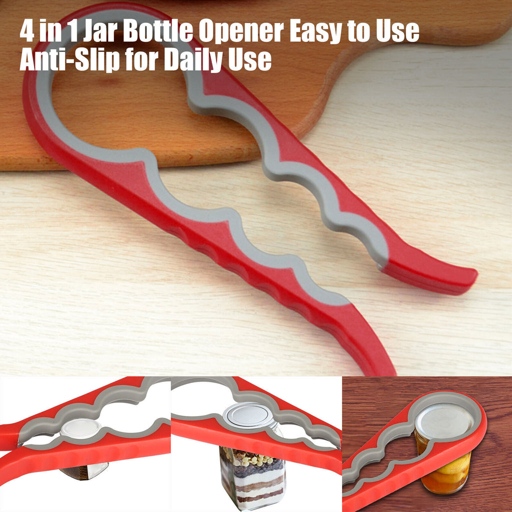 4 in 1 Bottle Jar Can Opener Twist Off Remover Tool Q715367