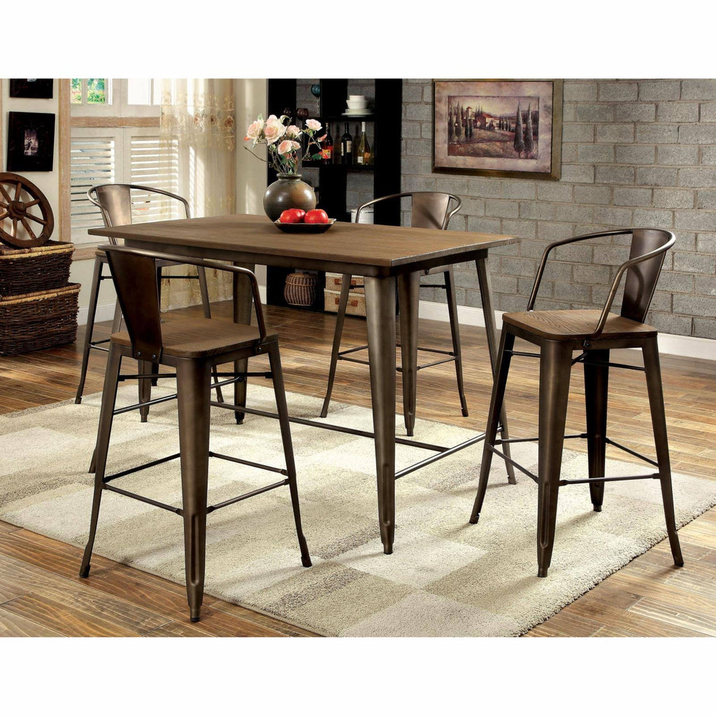 5 Piece Counter Height Metal Framed Dining Table Set E205