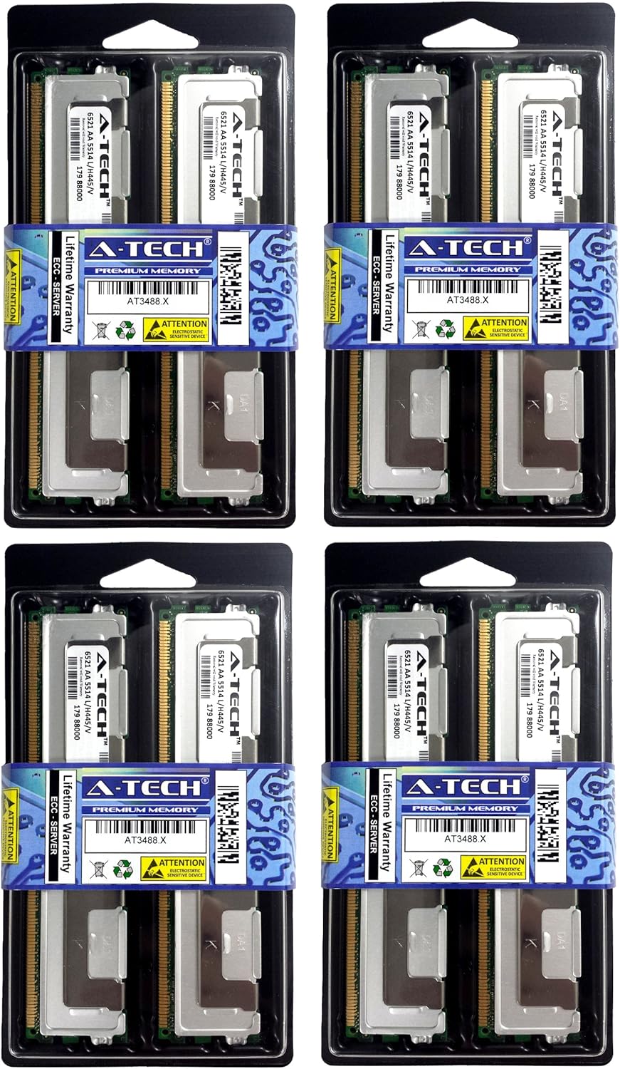 32GB Kit (4x8GB) DDR2 Server Memory, PC2-5300 667MHz ECC 240 Pin T87750