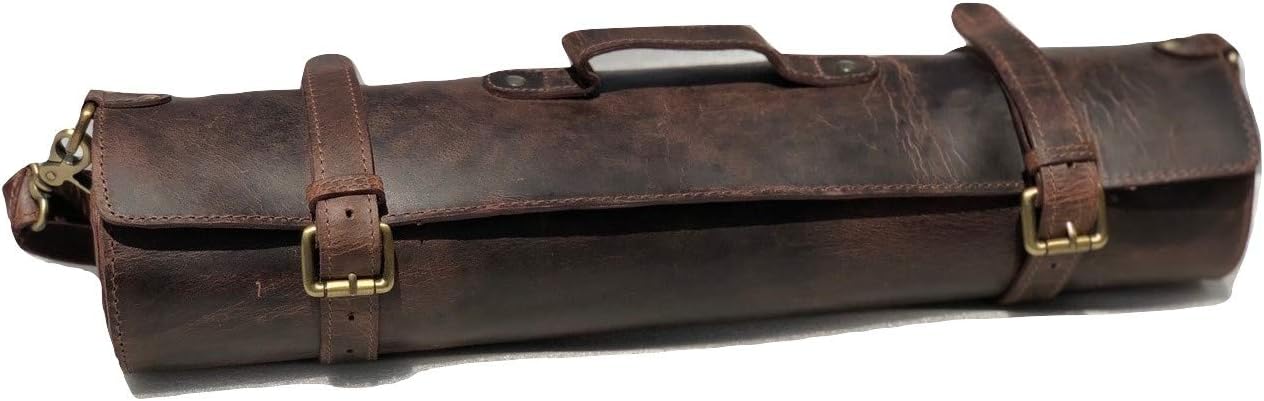 Black Buffalo Leather Knife Roll Set I989484