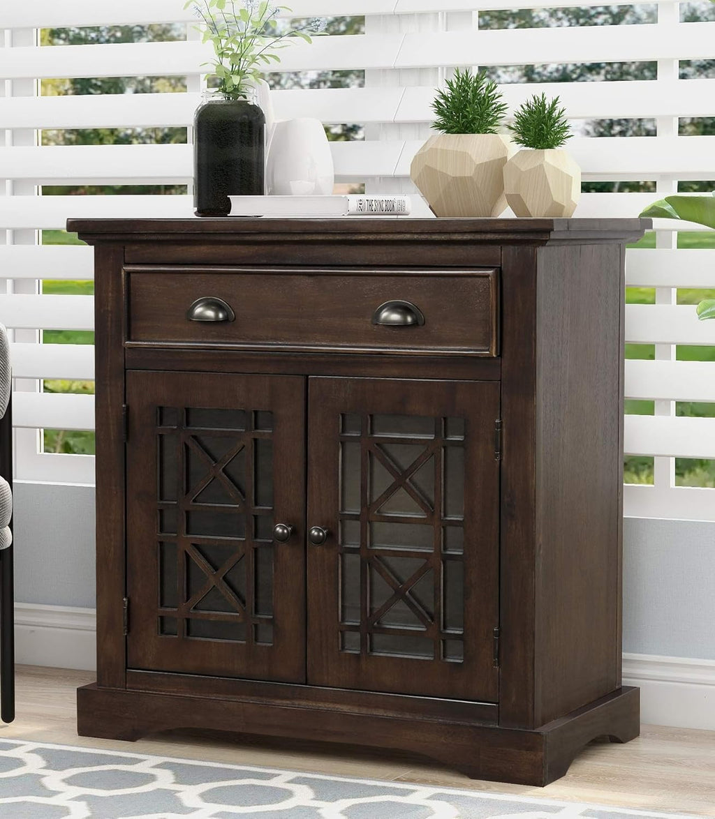 Accent Storage Cabinet with Glass Doors and Drawer C62179