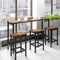4-Piece Counter Height Dining Table Set with 2 Drawers and 3 Leather Padded Stools U35044