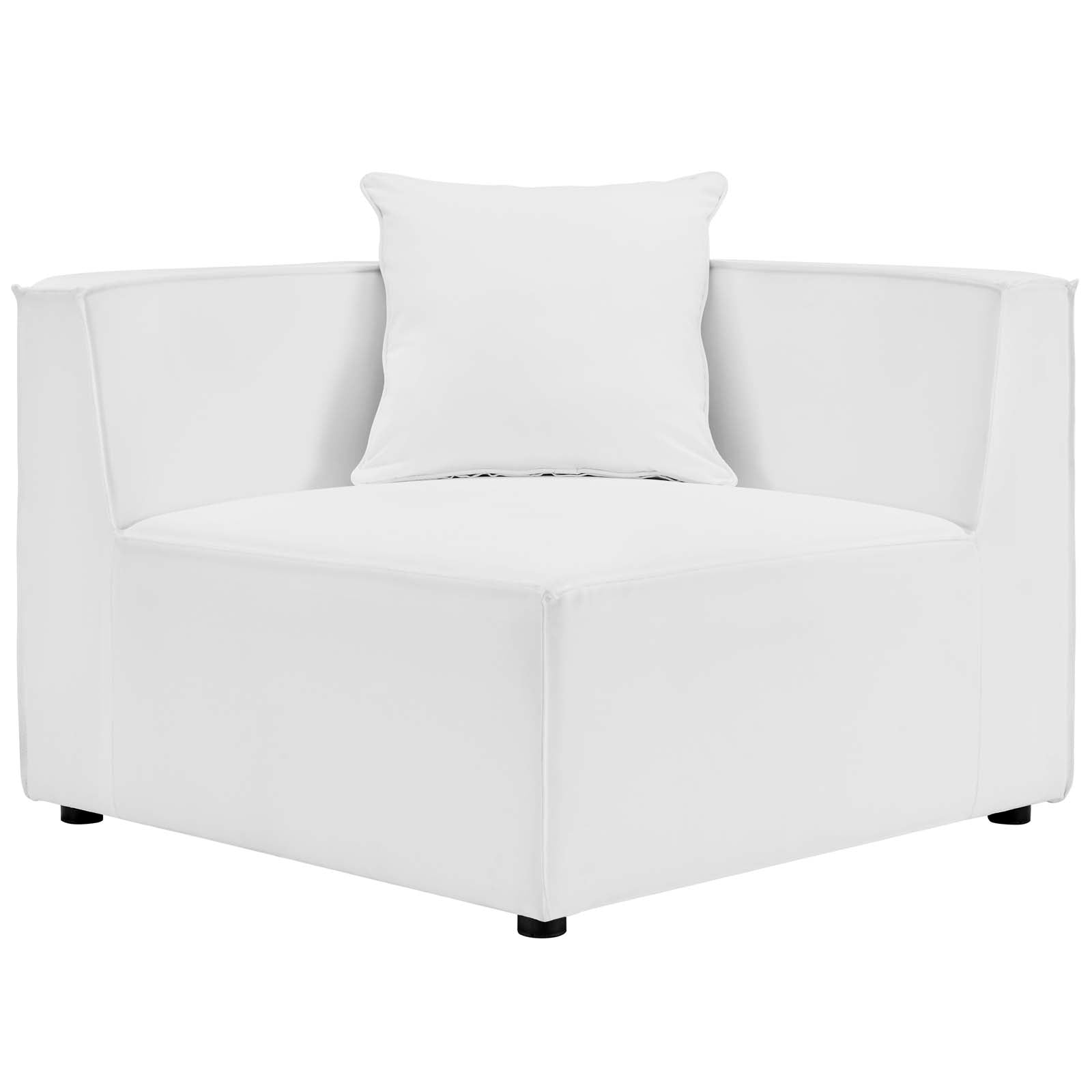 White Fabric Outdoor Loveseat Chaise Sofa R71276