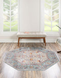 Light Blue/Cream Octagon Rug N2495