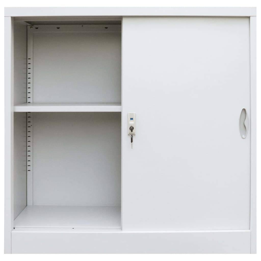Gray Metal Office Cabinet with Sliding Doors W599