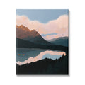 Mountain Range River Canoe Cloudy Wilderness Birds Canvas Wall Art, 24 x 30 O3360