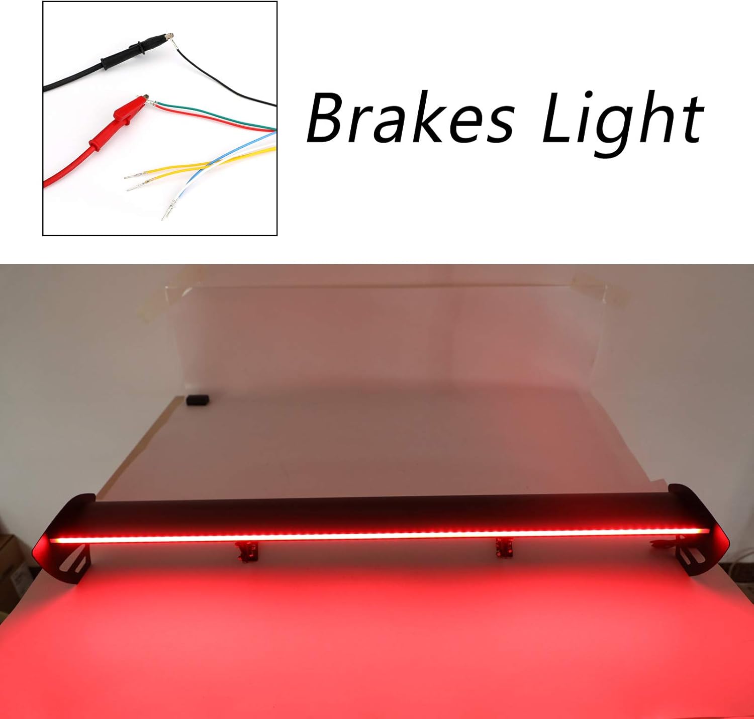 Universal Hatch Adjustable Aluminum Rear Trunk Wing Racing Spoiler With LED P597459