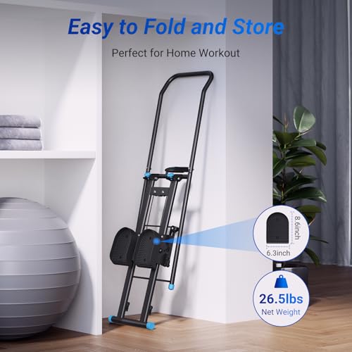 Compact Folding Vertical Climber Machine with Adjustable Handlebar & Pedals W835067
