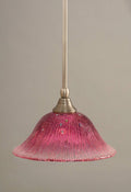 One Light Stem Mini-Pendant Brushed Nickel Finish with Wine Crystal Glass A2451