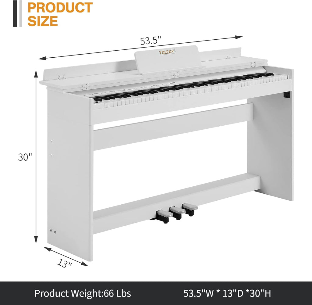 White 88 Key Weighted Digital Piano with Wooden Furniture Stand Y26349