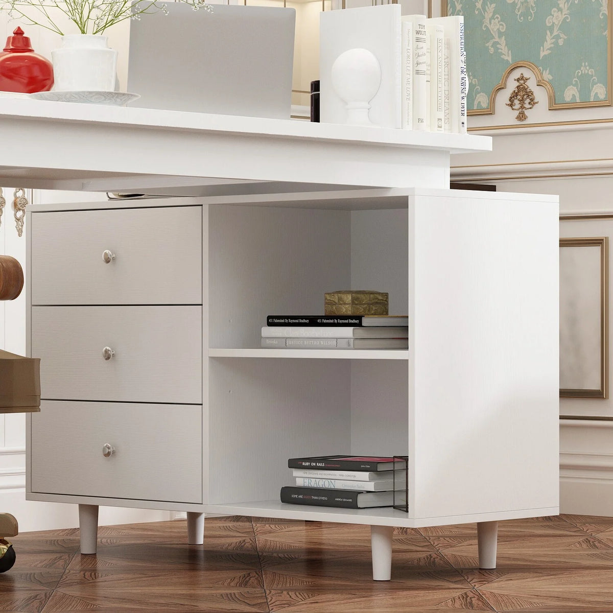 White L Shaped Computer Desk D73398