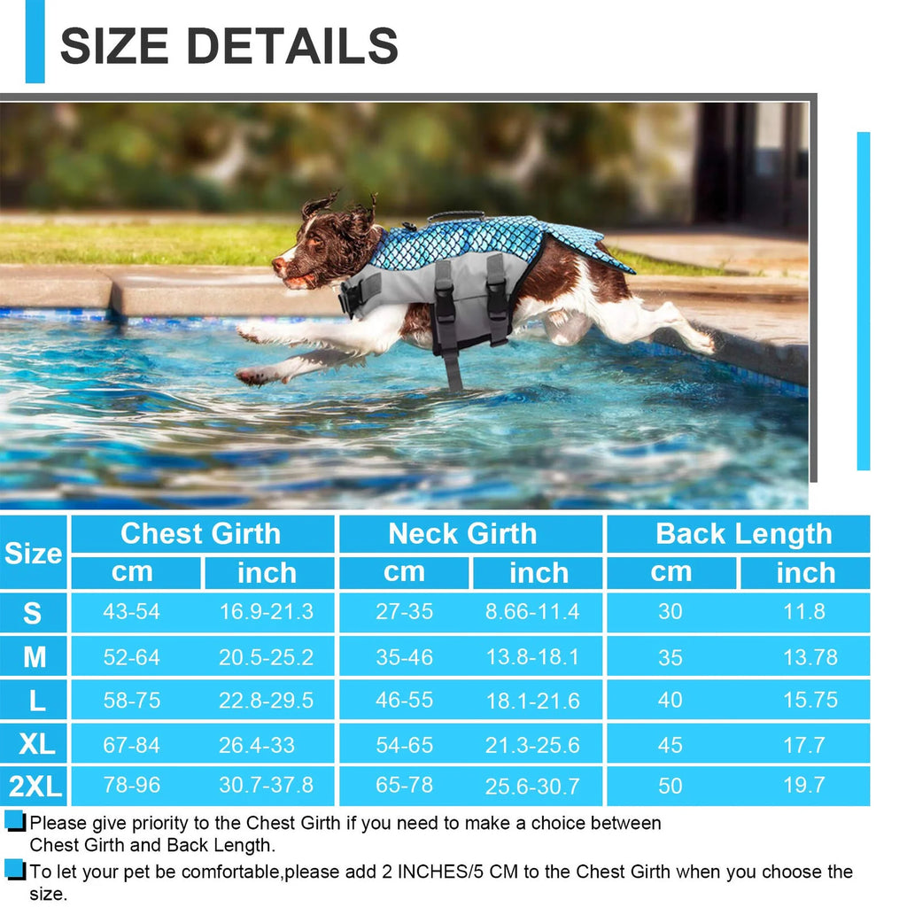 Dog Life Jacket with Rescue Handle, Reflective Adjustable Life Vest J7430
