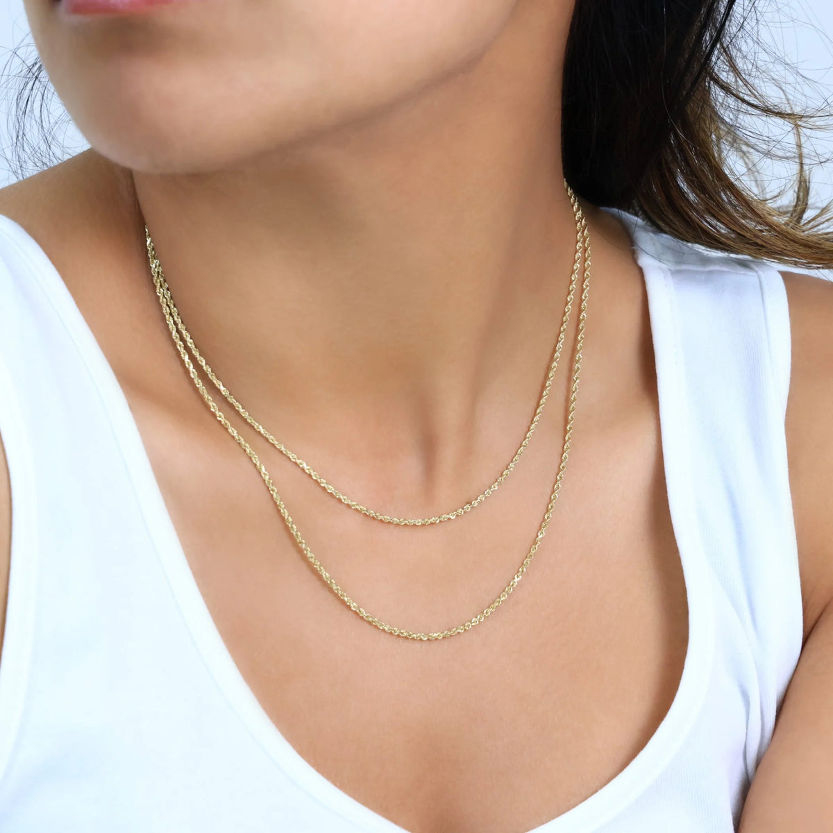 14k Yellow Gold 1.5mm Rope Chain Diamond Cut Necklace 16" - 24" F679