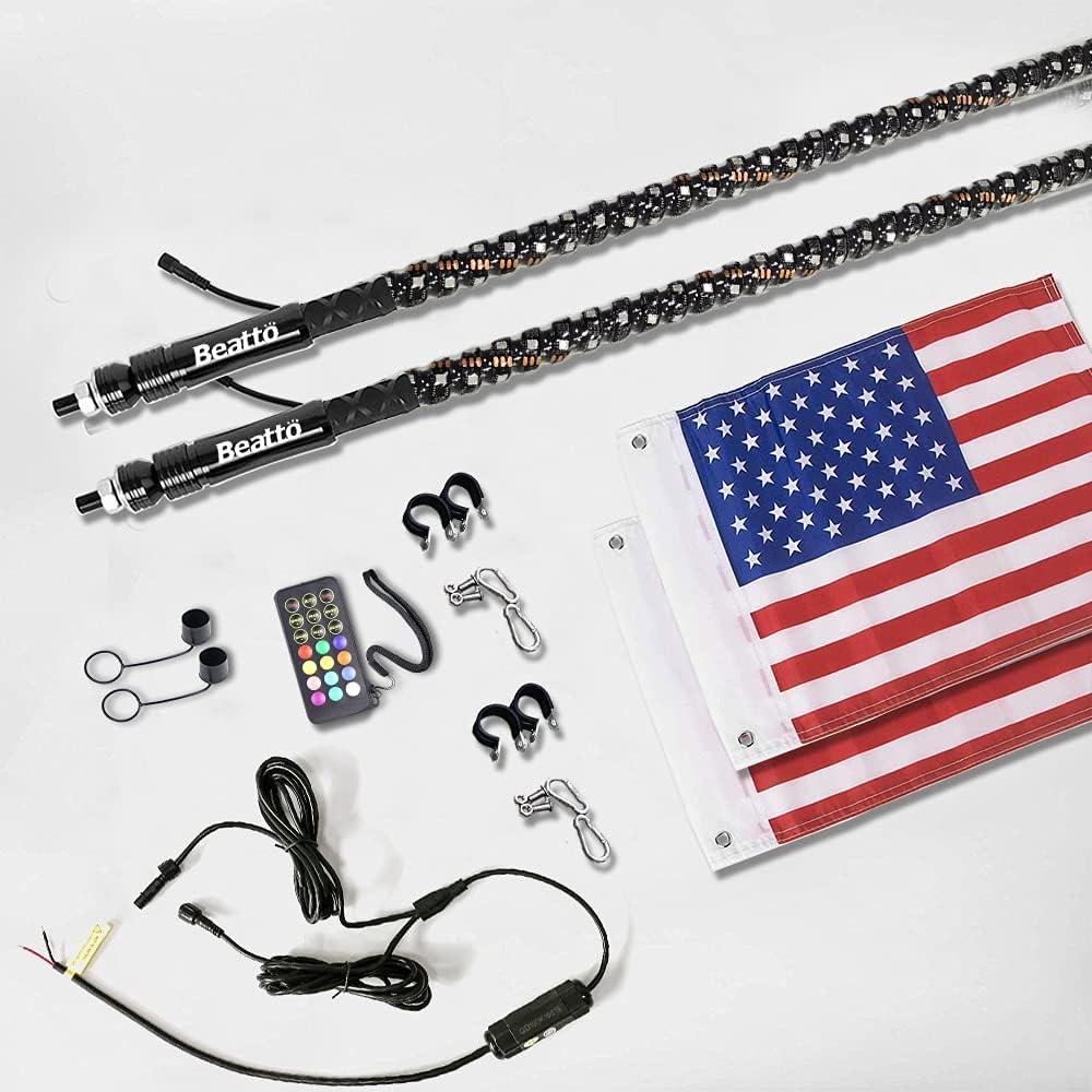 2PCS 3FT RGB LED Whips Light for Off-Road Vehicle ATV UTV Jeep Trucks I457288