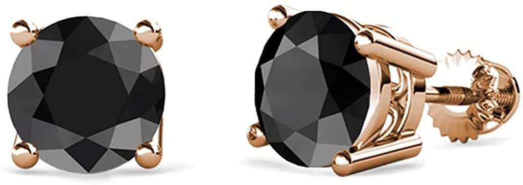 Four Prong Solitaire Stud Earrings 1.00 ct tw 14K Rose Gold N611