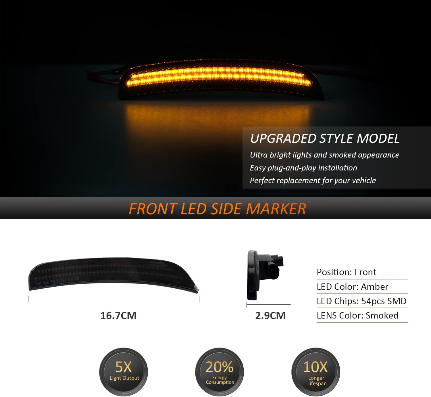 Smoke Lens LED Side Marker Light Kit, Pack of 4 D29820