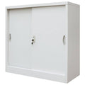 Gray Metal Office Cabinet with Sliding Doors W599