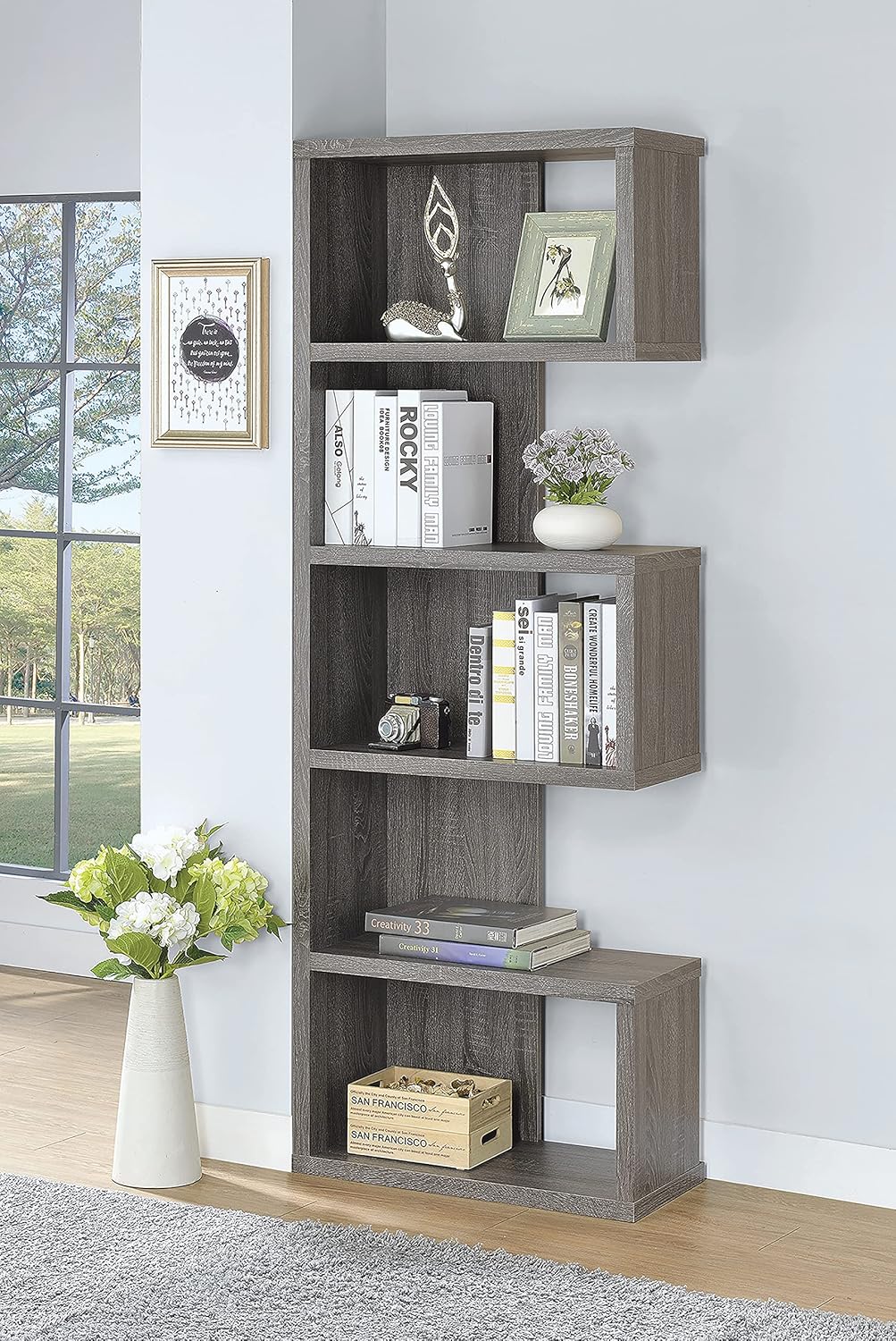 Weathered Grey Semi-Backless Bookcase N42532