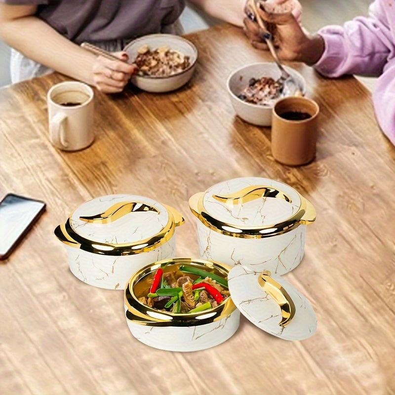 3pcs Insulated Stainless Steel Thermal Casserole Dish Set With Lids I22066