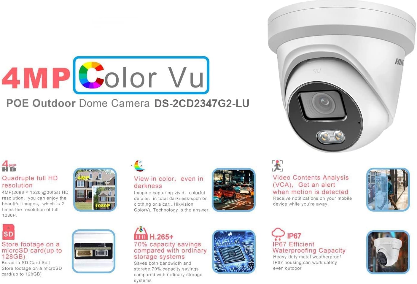4MP ColorVu IP Turret Dome Camera with Mic Z7629