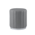 Grey/Silver Leather Round Ottoman W28198