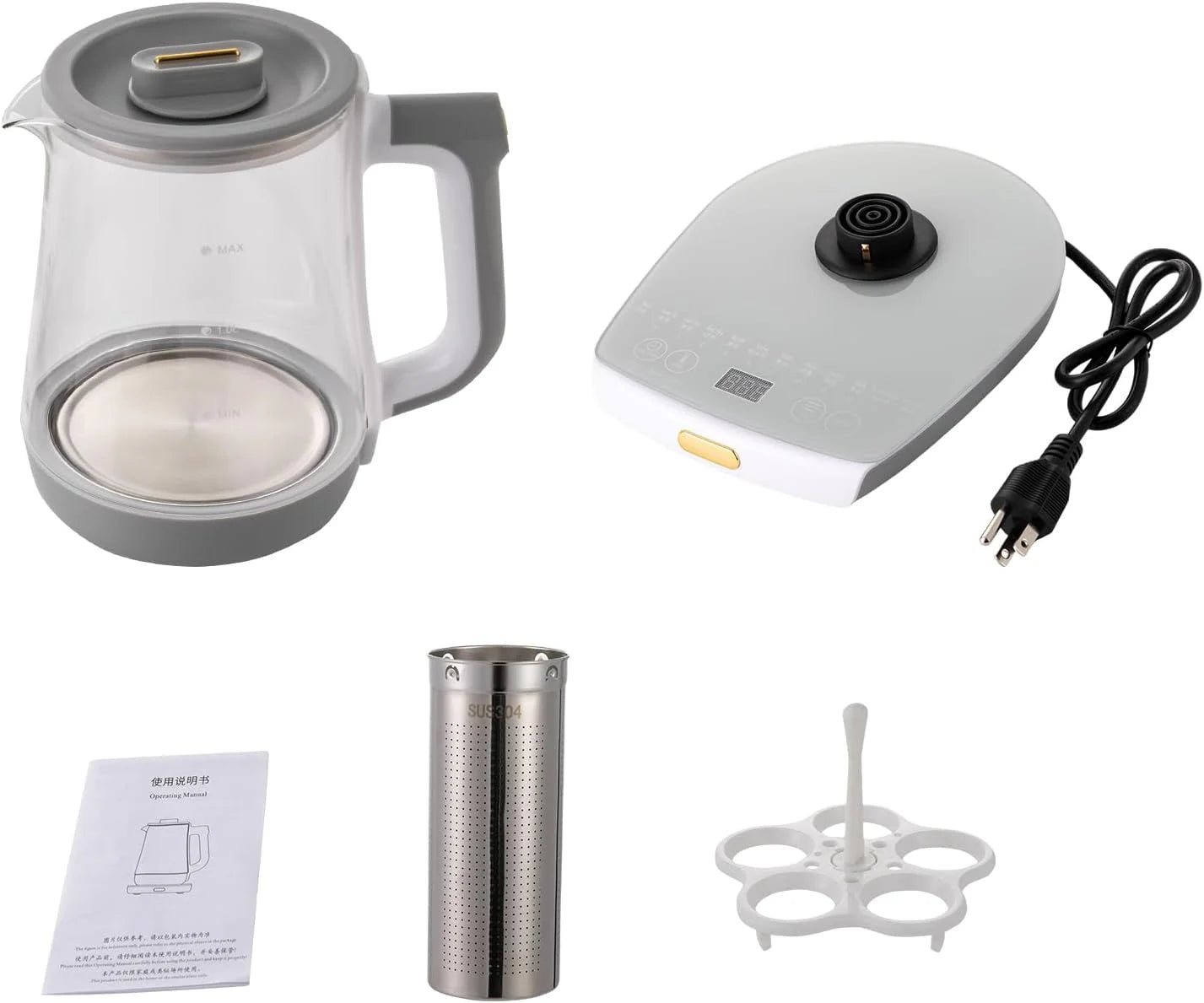 1.8L Electric Glass Tea Kettle with Temperature Control Y85409