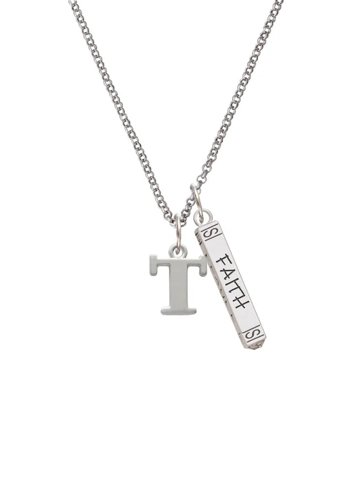 Silvertone Bar Charm Necklace, 23" K8351