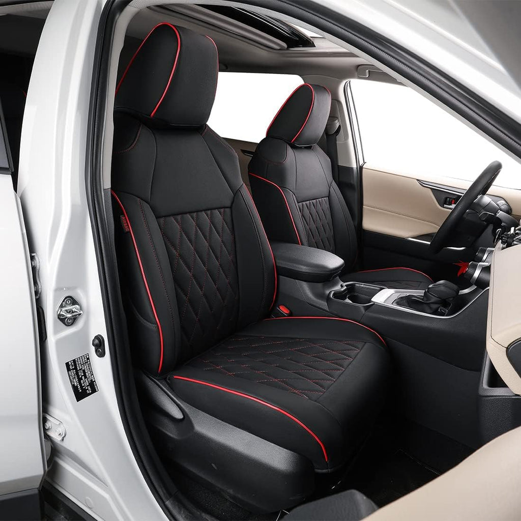 Black Leatherette 3-Row Car Seat Covers Y413090