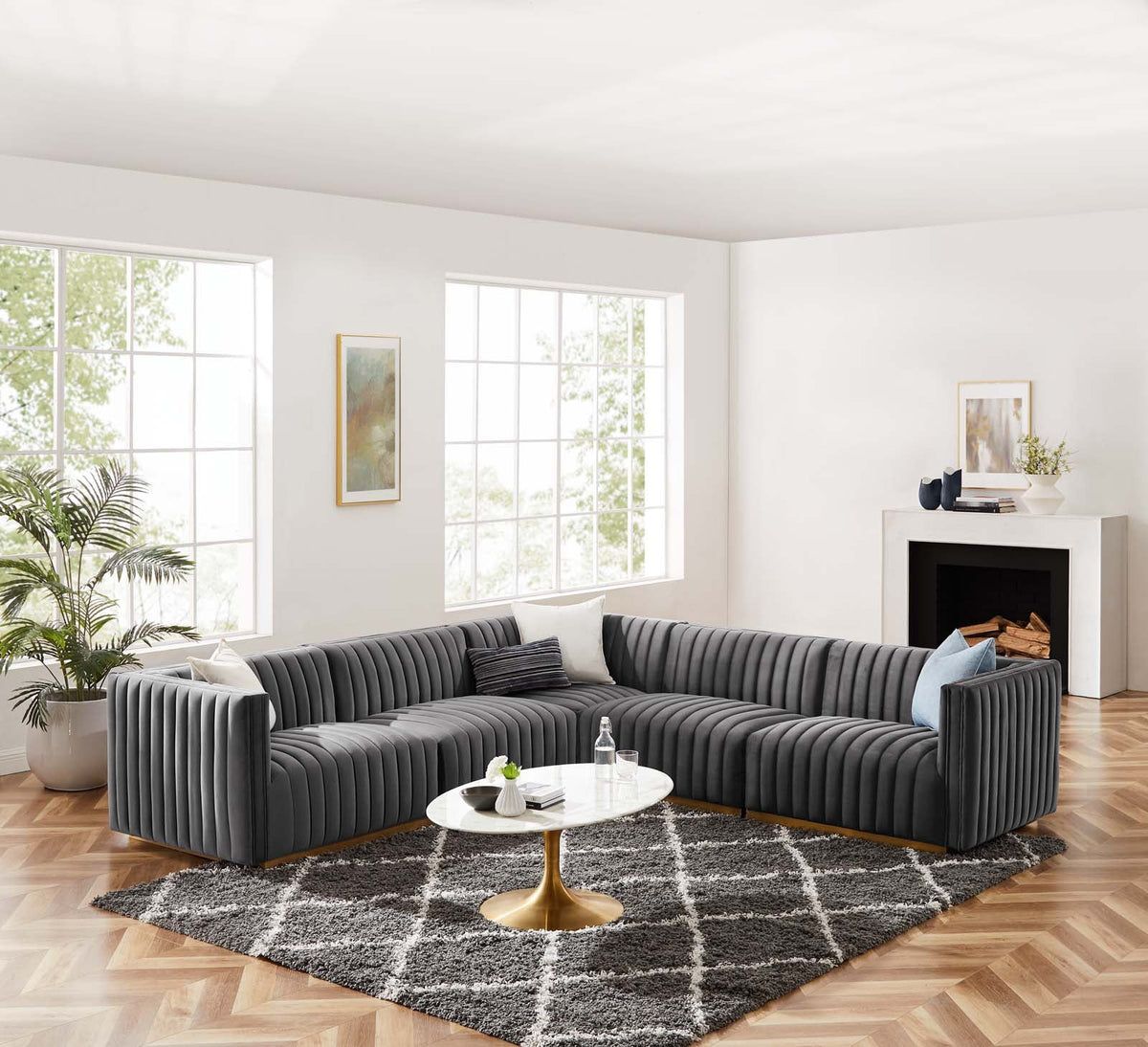 5-Piece Velvet Sectional P2882