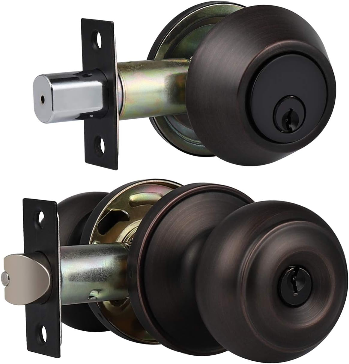 3 Pack Keyed Alike Oil Rubbed Bronze Door Knob and Deadbolt Set U21912