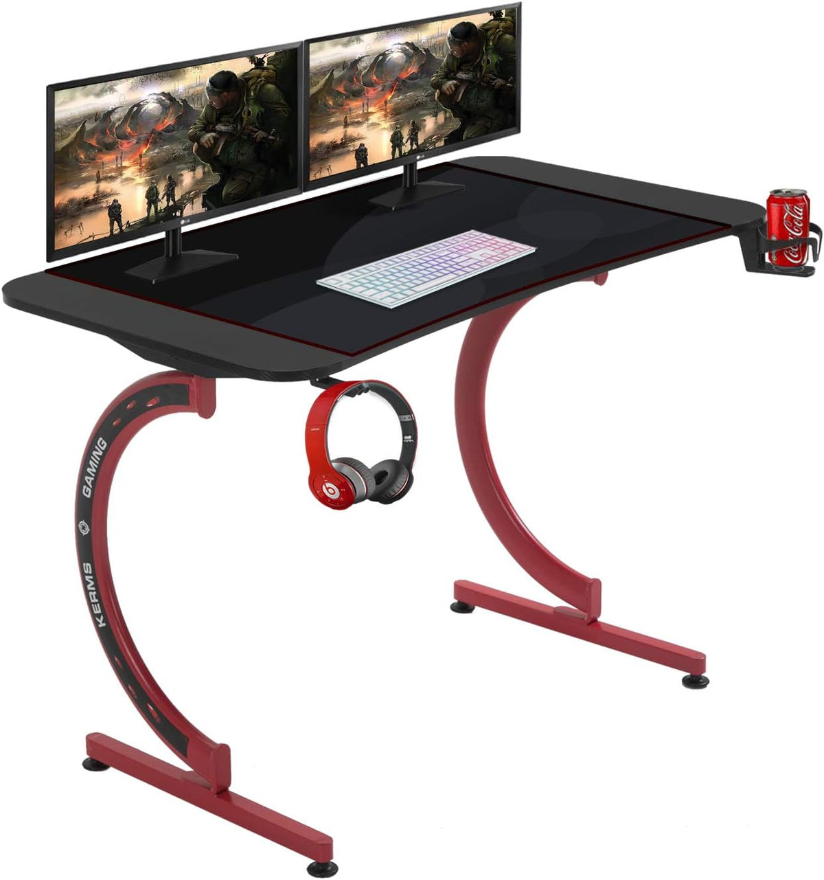Black&Red 55 inch Gaming Desk with Carbon Fiber Z7188