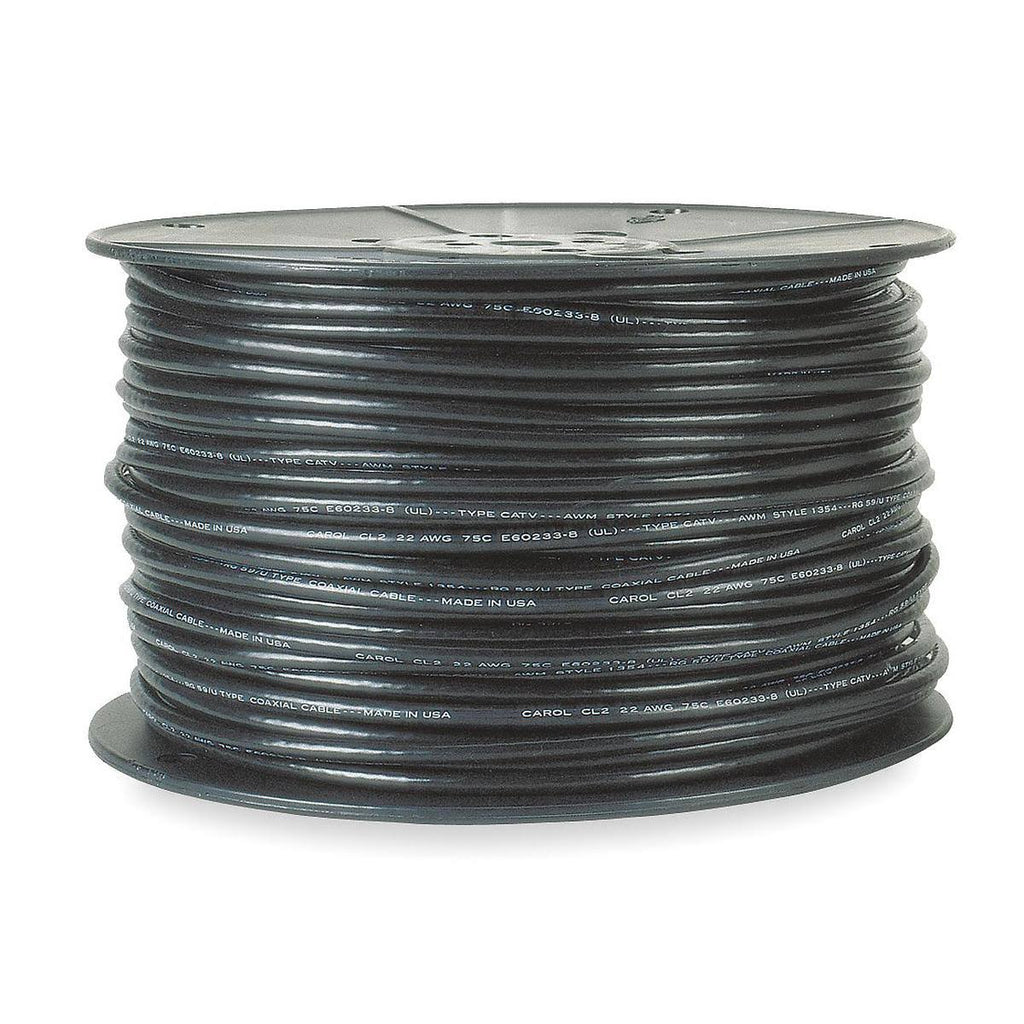 Coaxial Cable, RG6/U, 18AWG, 500 Ft, Black W5199