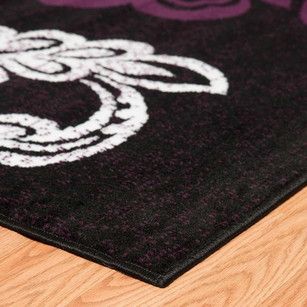 Plum Floral Runner Rug D34660