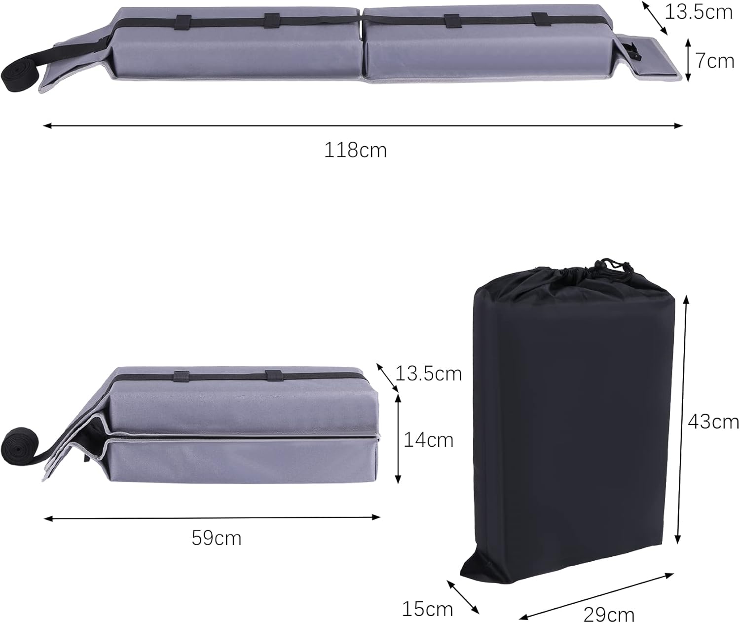 Universal Foldable Car Roof Rack Pads with Straps Pack of 2 S8142
