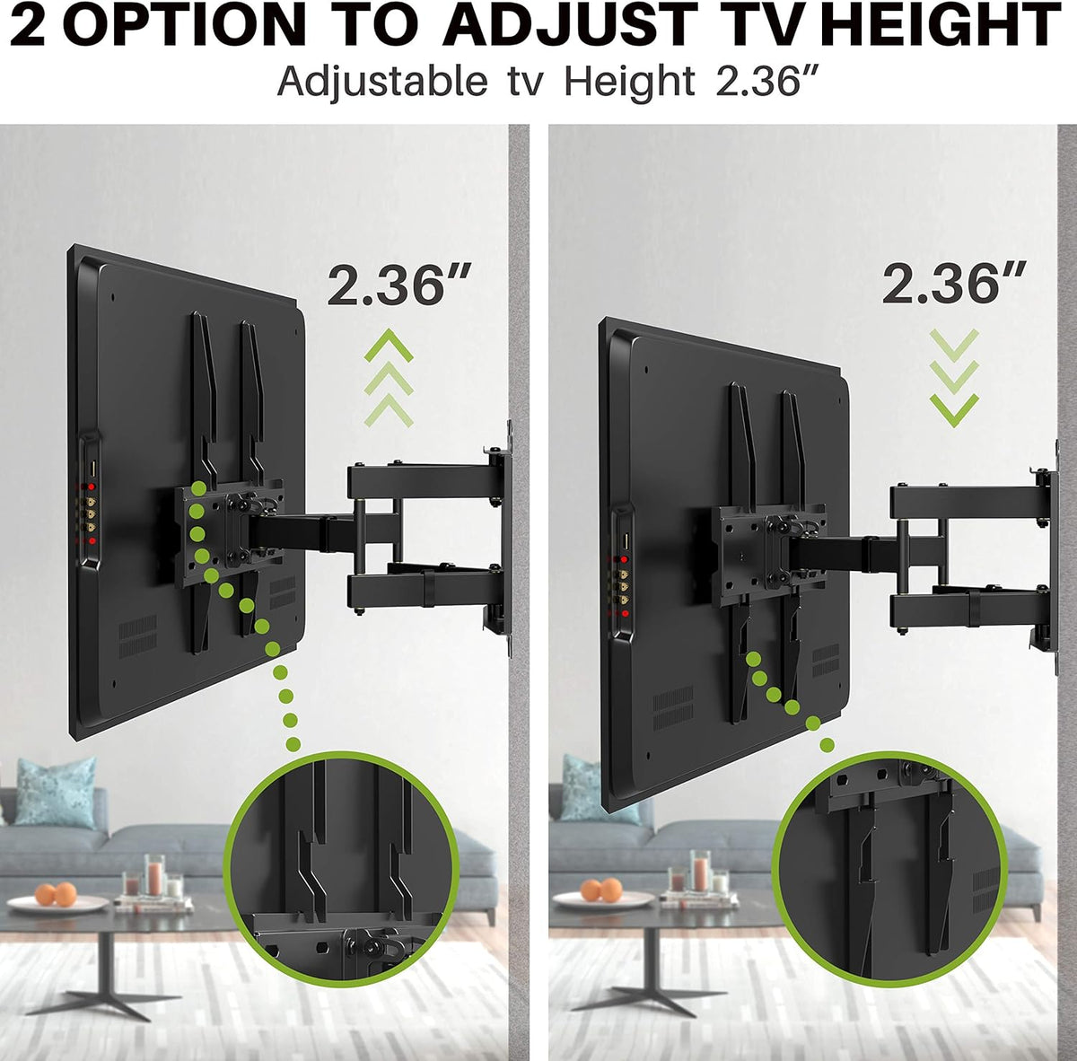 Full Motion TV Wall Mount for 32-65 inch Flat Screen TVs, Max VESA 400x400mm, Holds up to 110lbs, Pack of 2 R261651