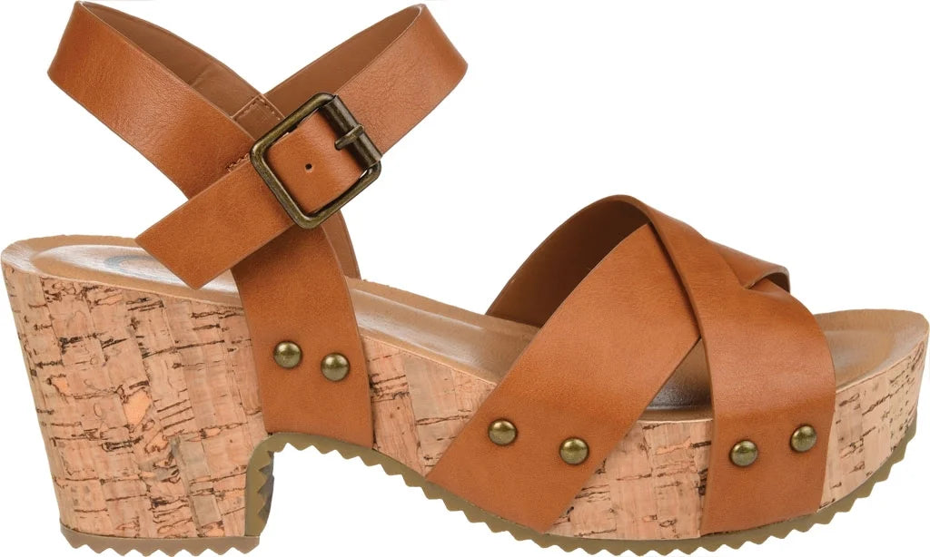 Tan Faux Leather Platform Sandal I419588