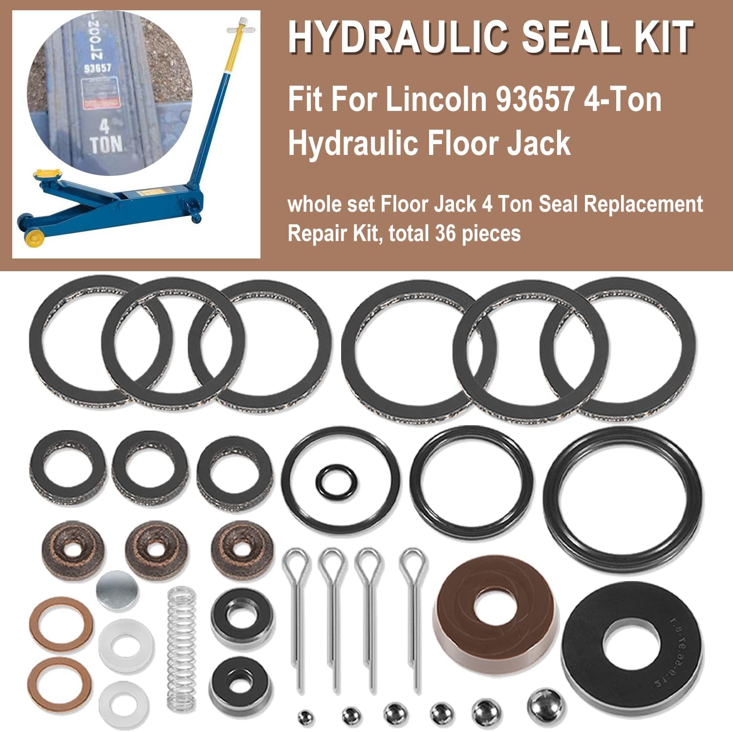 4 Ton Hydraulic Floor Jack Seal Replacement Repair Kit Pack of 2 G584165