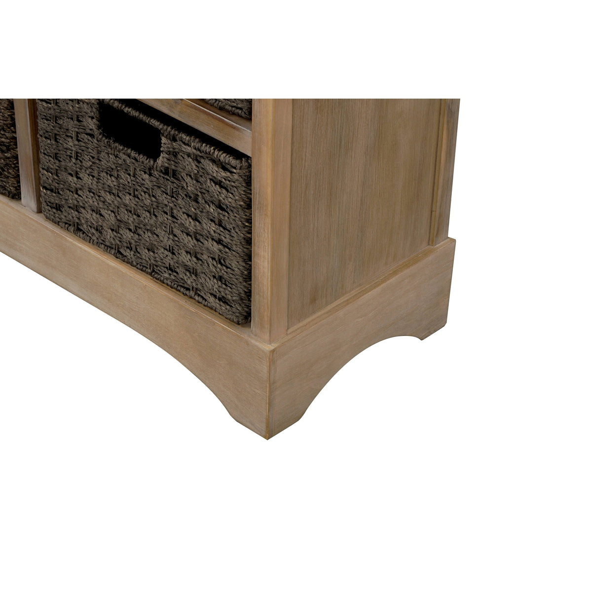 Rustic Storage Cabinet with 2-Drawers and 4 Fabric Basket Dark Brown I811