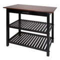 Black Kitchen Island with Walnut Wood Top C173