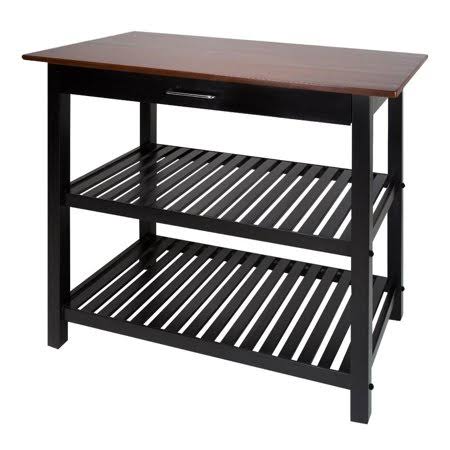 Black Kitchen Island with Walnut Wood Top C173