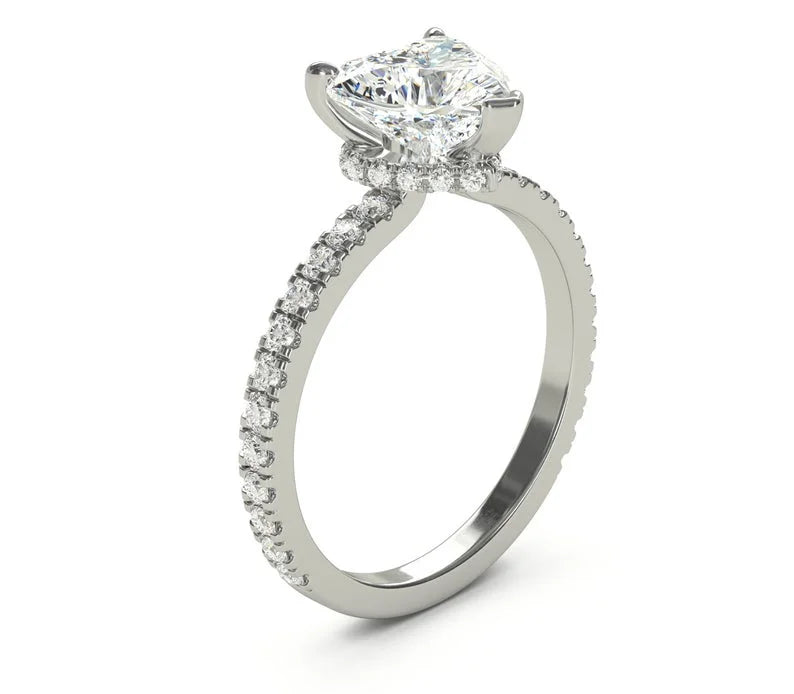 Heart Shaped Diamond Bridal Rings Solid 950 Platinum C67043